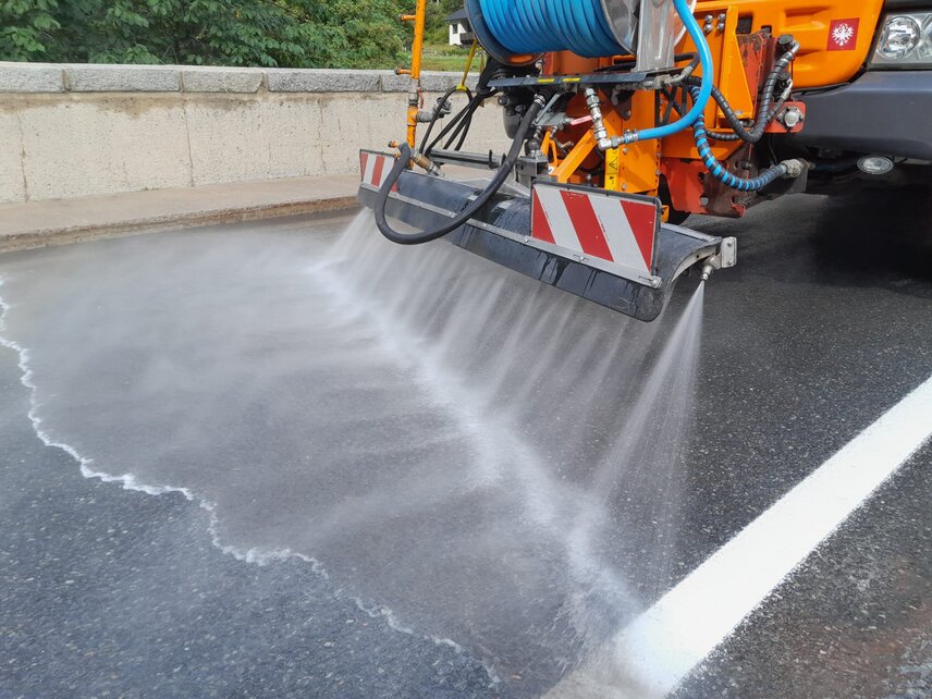 Giving a road a summertime rinse