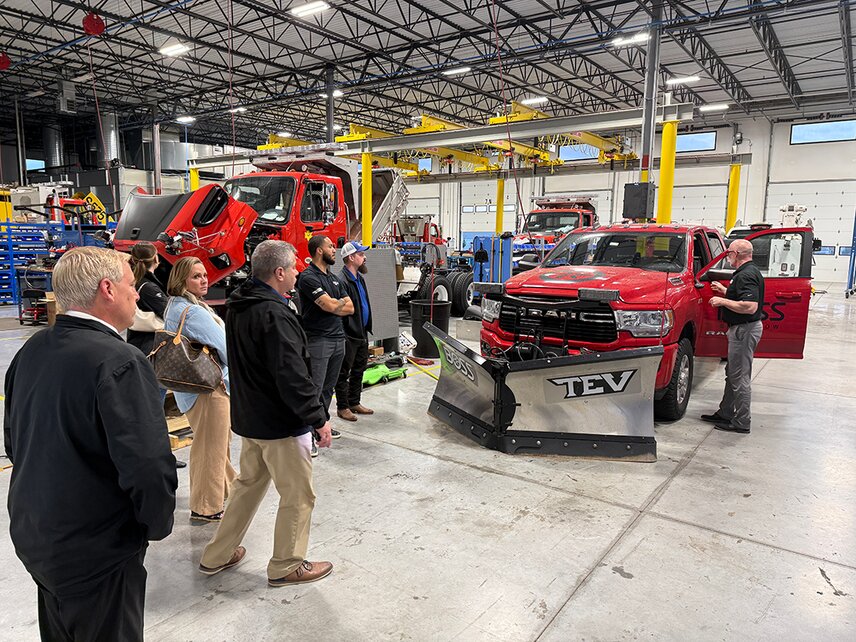 Industry collaboration in action at the Joliet Supercenter Open House, featuring Ford dealers, Chicago Ford Truck Club members, and BOSS Snowplow product walk-arounds during the facility open house.